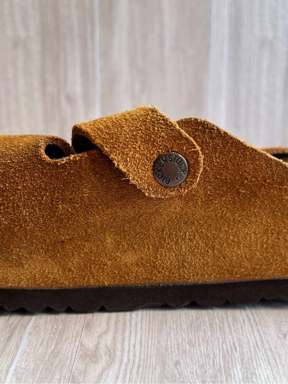 Birkenstock Women's Suede Slip-On Clog in Cognac - Picture 12 of 14